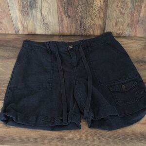Faded Glory Navy Women's Khaki Cargo Elastic Waist Shorts 6